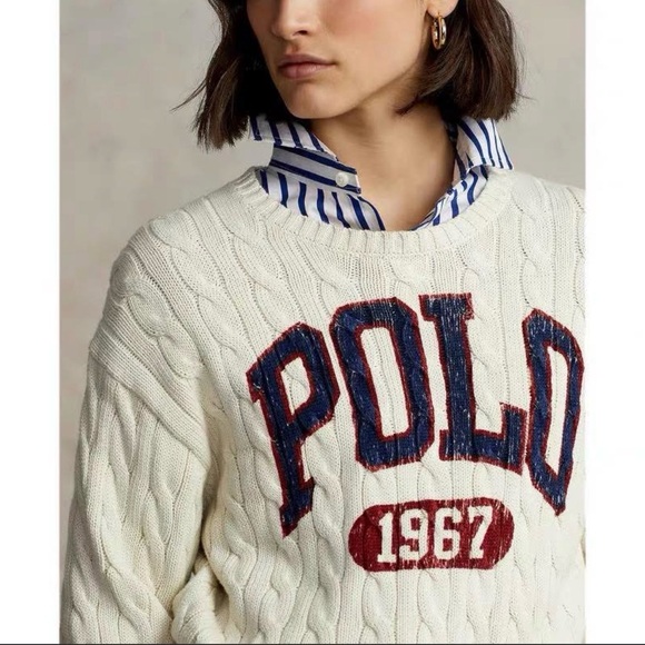Polo Ralph Lauren Polo Logo Cable Knit Cotton Pullover Sweater - Picture 2 of 8